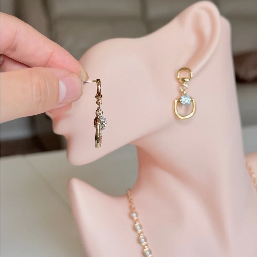 Gold Drop Crystal Dangle Earrings - Women Jewelry